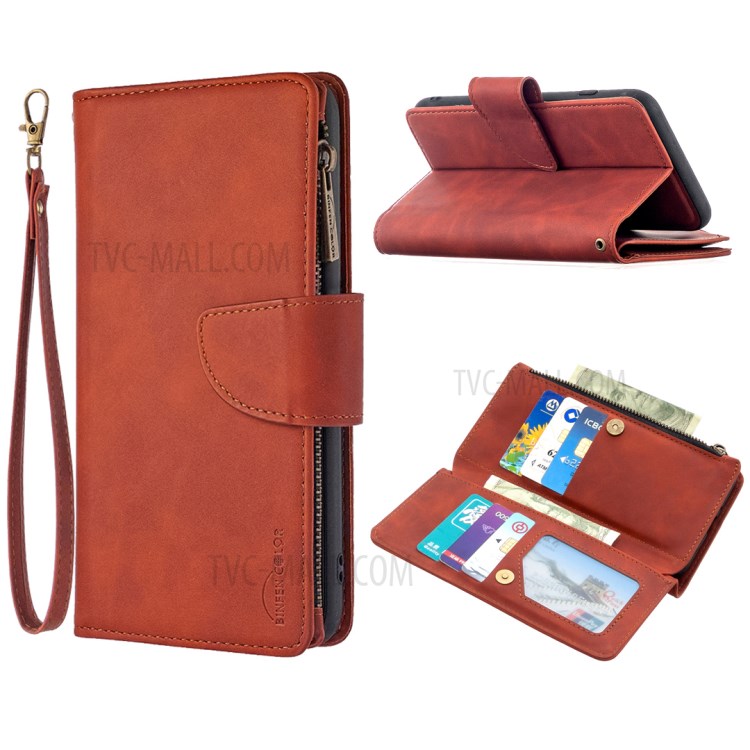 Zipper Pocket Detachable 2-in-1 Leather Wallet Stand Case for iPhone 8 Plus / iPhone 7 Plus 5.5-inch - Brown-1
