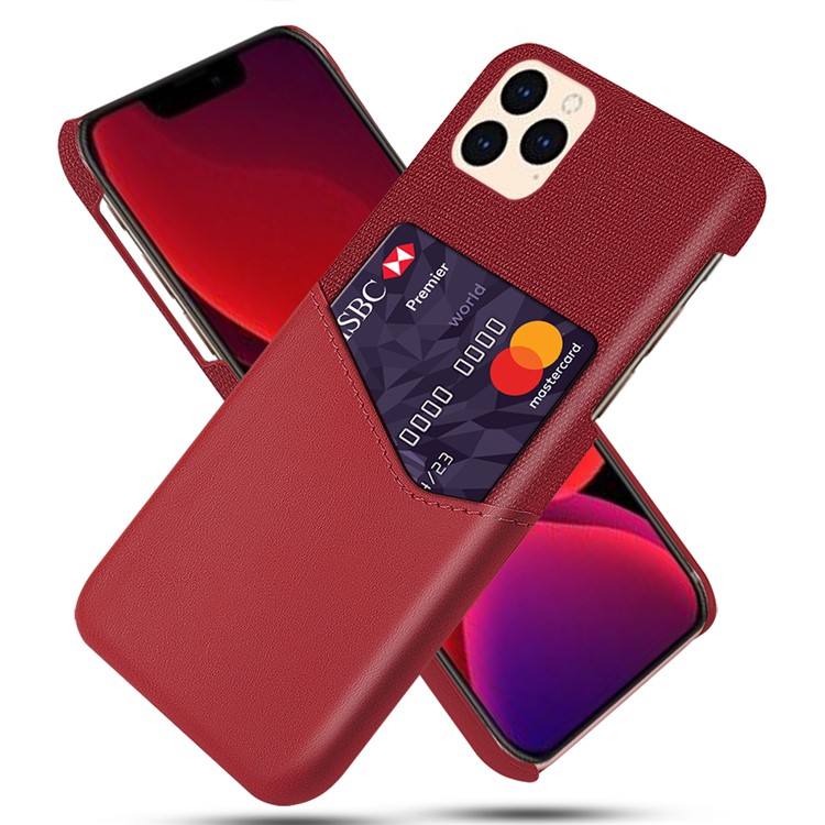KSQ Cloth + PU Leather + PC with Card Slot Back Shell for iPhone 12 Pro Max 6.7 inch - Red-1