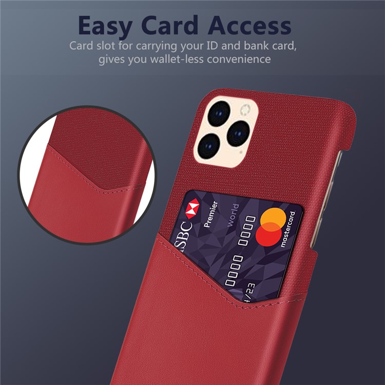 KSQ Cloth + PU Leather + PC with Card Slot Back Shell for iPhone 12 Pro Max 6.7 inch - Red-2