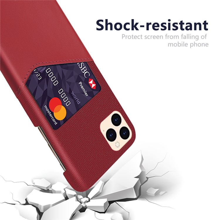 KSQ Cloth + PU Leather + PC with Card Slot Back Shell for iPhone 12 Pro Max 6.7 inch - Red-3