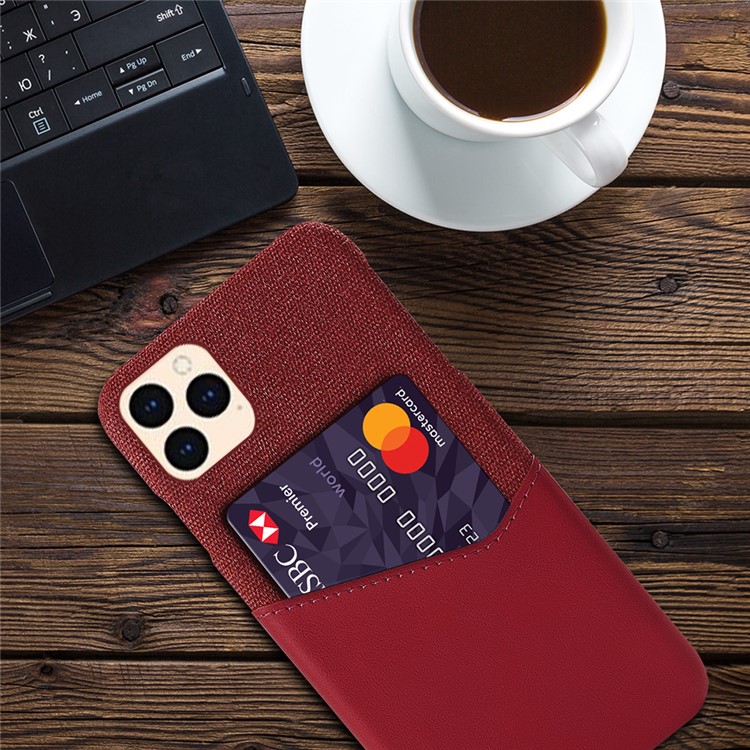 KSQ Cloth + PU Leather + PC with Card Slot Back Shell for iPhone 12 Pro Max 6.7 inch - Red-4
