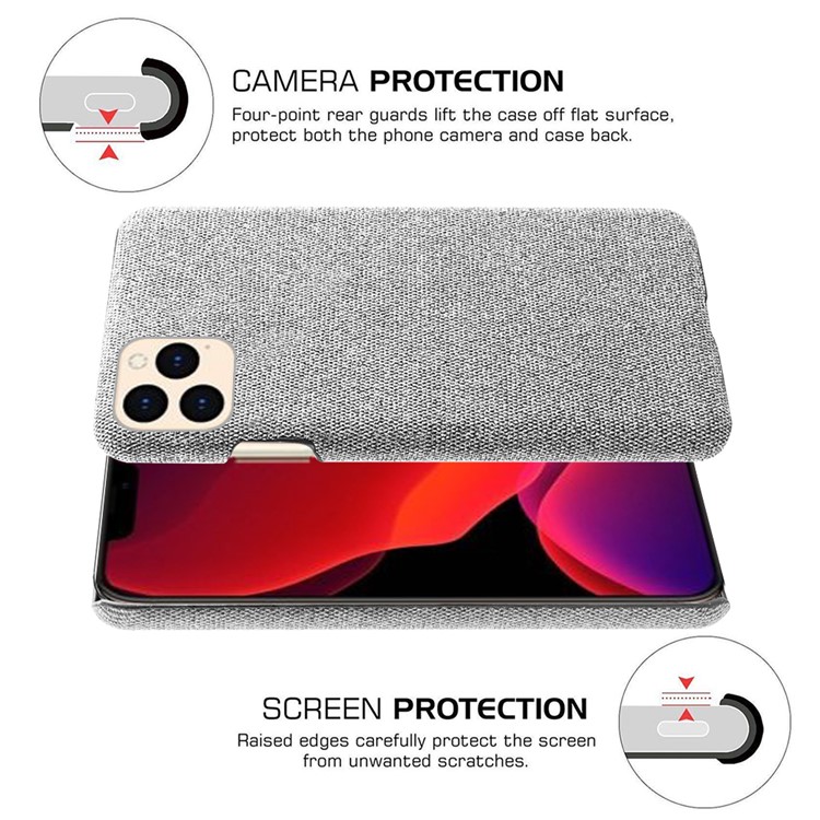 Cloth Texture Hard PC Case for iPhone 12 - Light Grey-5