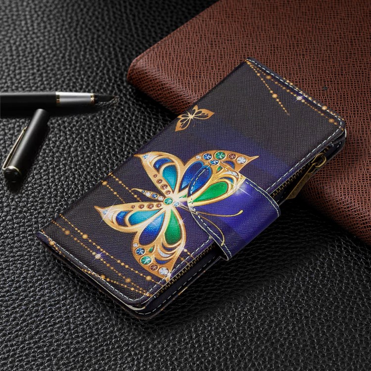 BF03 Pattern Printing Zipper Wallet Leather Cover for iPhone 12 Pro Max 6.7 inch - Diamante Butterfly-7