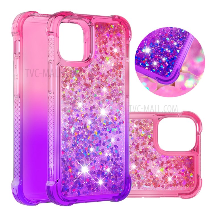Antiurto Gradiente Polvere Di Scintillio Sabbie TPU Per Iphone 12 5,4 Pollici - Rosa / Viola-1