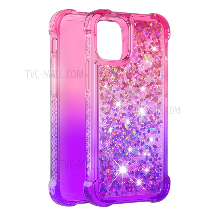Antiurto Gradiente Polvere Di Scintillio Sabbie TPU Per Iphone 12 5,4 Pollici - Rosa / Viola-3