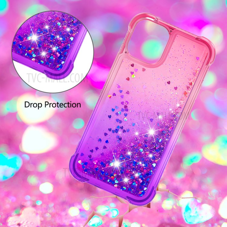 Antiurto Gradiente Polvere Di Scintillio Sabbie TPU Per Iphone 12 5,4 Pollici - Rosa / Viola-5