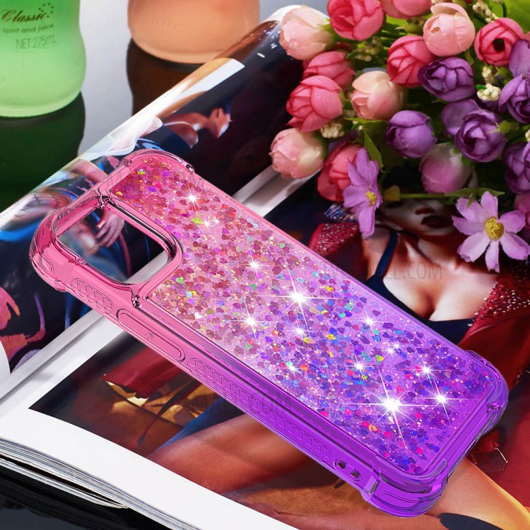 Antiurto Gradiente Polvere Di Scintillio Sabbie TPU Per Iphone 12 5,4 Pollici - Rosa / Viola-7