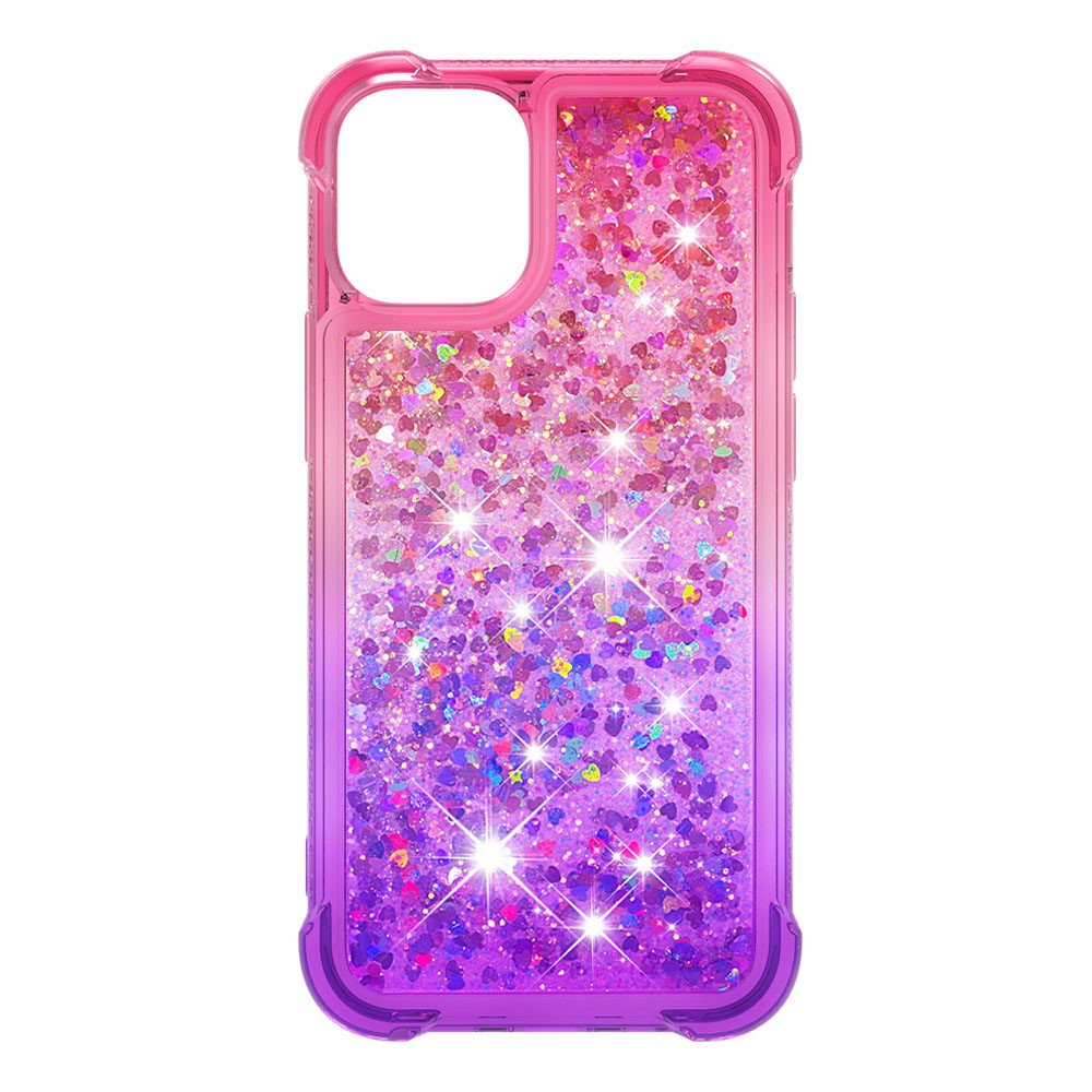 Shockproof Gradient Glitter Powder Quicksand TPU Back Case for iPhone 12 Pro/12 - Rose / Purple-2