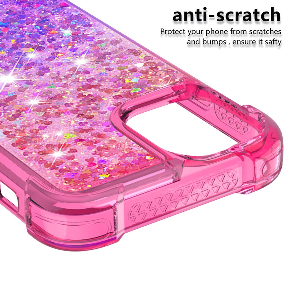 Shockproof Gradient Glitter Powder Quicksand TPU Back Case for iPhone 12 Pro/12 - Rose / Purple-4
