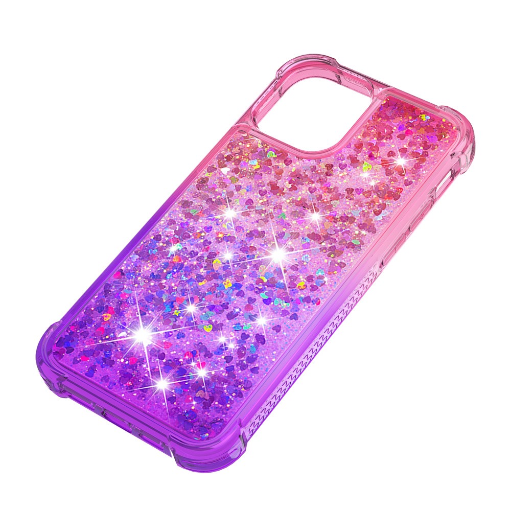 Shockproof Gradient Glitter Powder Quicksand TPU Back Case for iPhone 12 Pro/12 - Rose / Purple-6