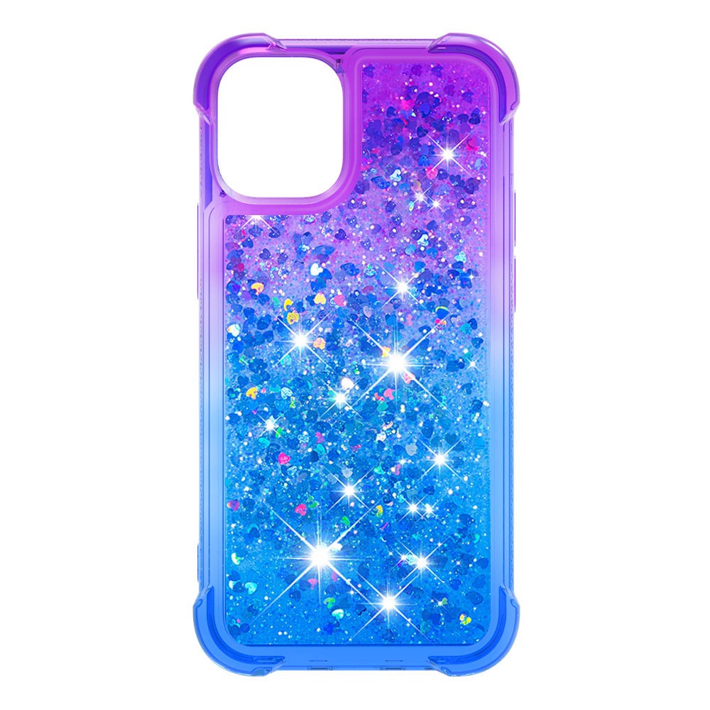 Shockproof Gradient Glitter Powder Quicksand TPU Back Case for iPhone 12 Pro/12 - Purple / Blue-2