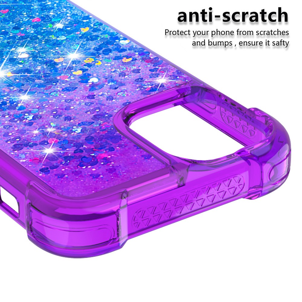 Shockproof Gradient Glitter Powder Quicksand TPU Back Case for iPhone 12 Pro/12 - Purple / Blue-4