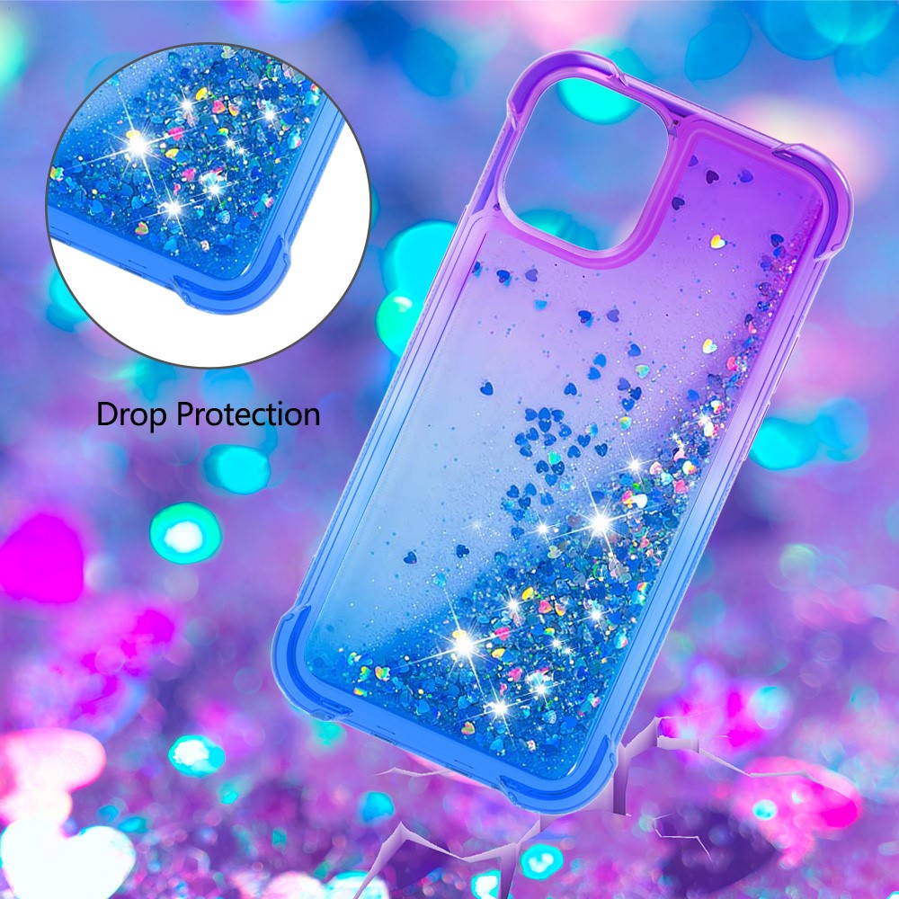 Shockproof Gradient Glitter Powder Quicksand TPU Back Case for iPhone 12 Pro/12 - Purple / Blue-5
