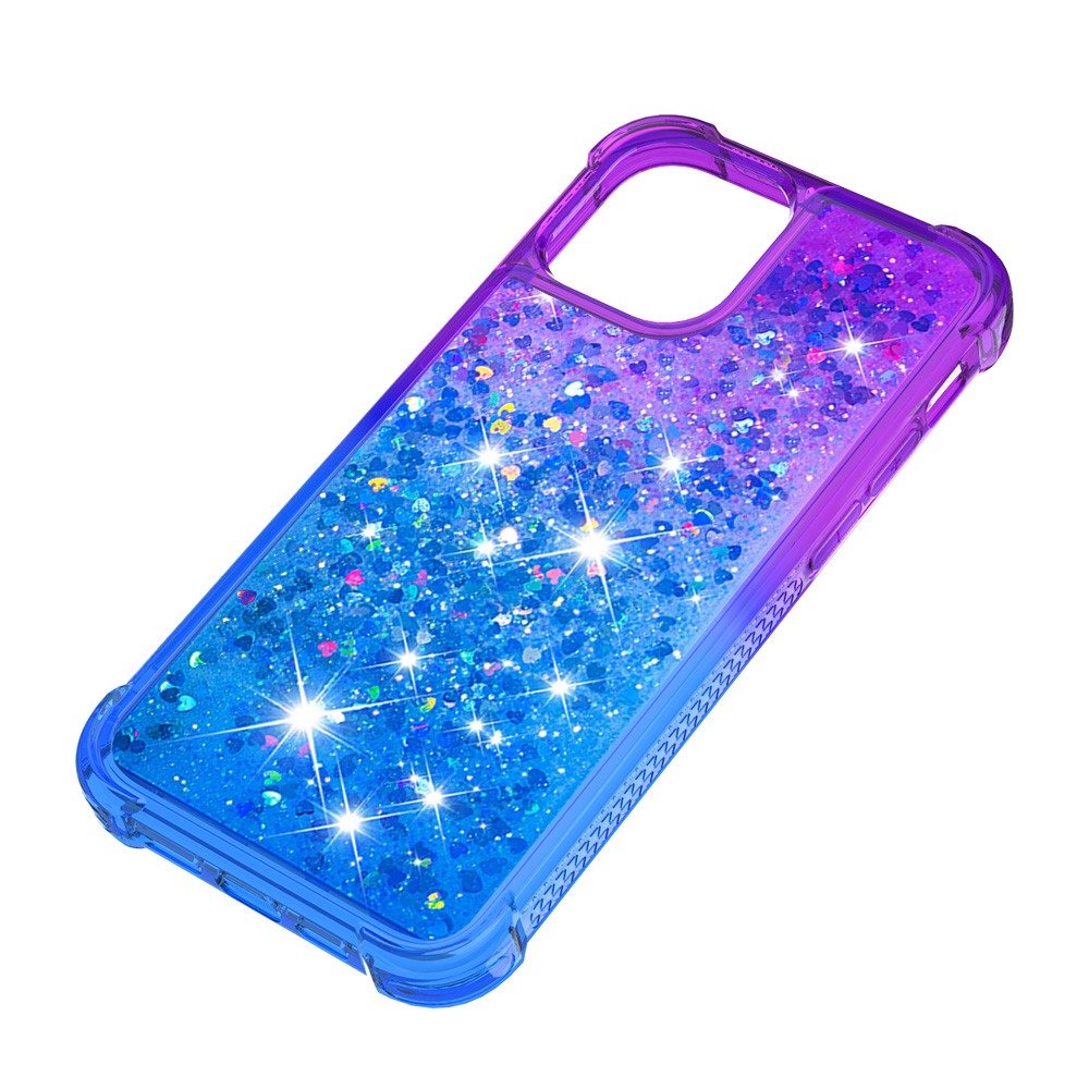 Shockproof Gradient Glitter Powder Quicksand TPU Back Case for iPhone 12 Pro/12 - Purple / Blue-6