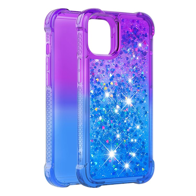 Polvere Degli Scintillio Di Sfumatura Antiurto Quicksand TPU Shell Back Per IPhone 12 Pro Max 6.7 Pollici - Viola / Blu-3