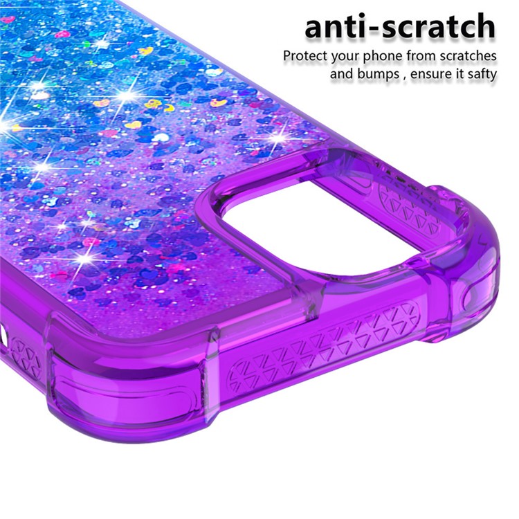 Polvere Degli Scintillio Di Sfumatura Antiurto Quicksand TPU Shell Back Per IPhone 12 Pro Max 6.7 Pollici - Viola / Blu-4