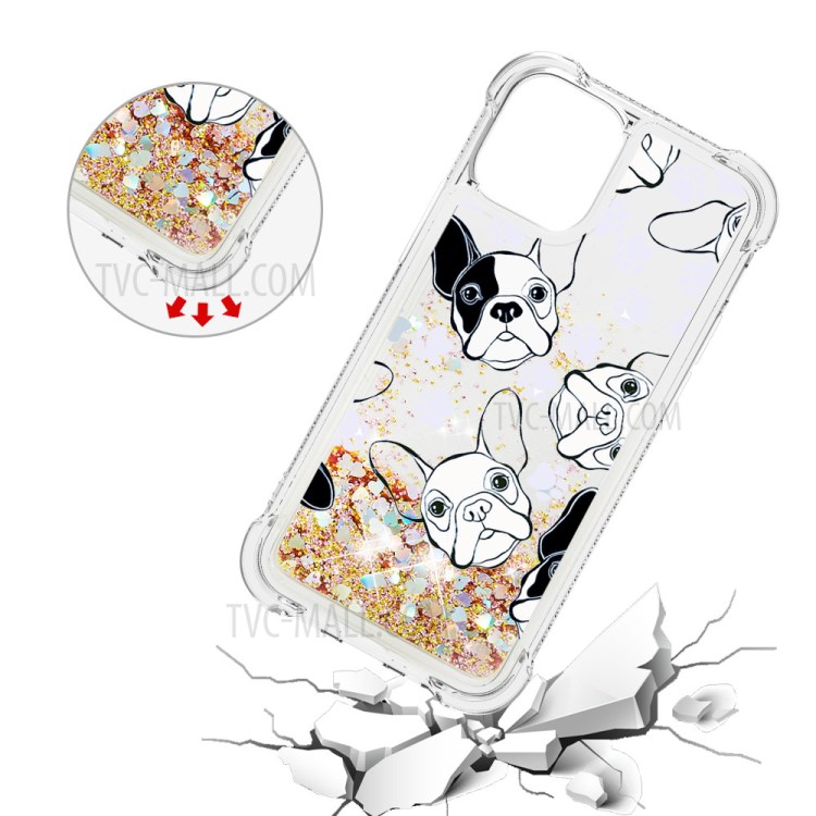 Pattern Printing Glitter Powder Sequins TPU Case for iPhone 12 Max/Pro 6.1 inch - Dog-5