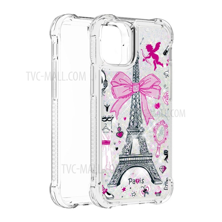 Pattern Printing Glitter Powder Sequins TPU Case for iPhone 12 Pro/12 - Eiffel Tower-3