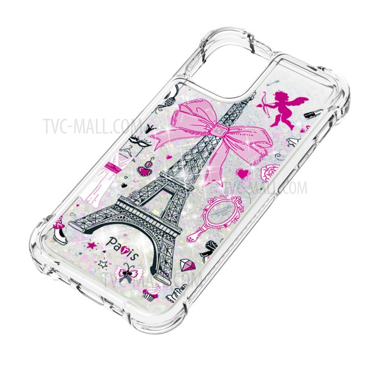 Pattern Printing Glitter Powder Sequins TPU Case for iPhone 12 Pro/12 - Eiffel Tower-6