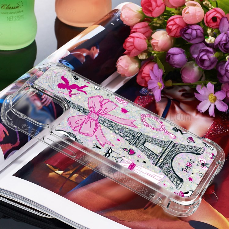 Pattern Printing Glitter Powder Sequins TPU Case for iPhone 12 Pro/12 - Eiffel Tower-7