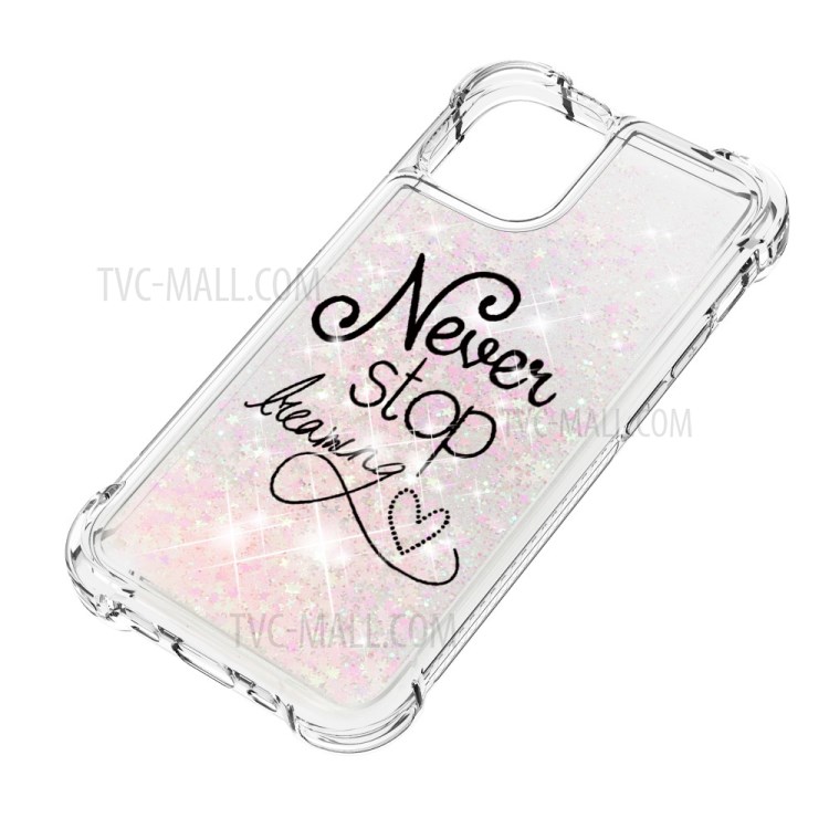 Pattern Printing Glitter Powder Sequins TPU Case for iPhone 12 Pro/12 - Never Stop Dreaming-6