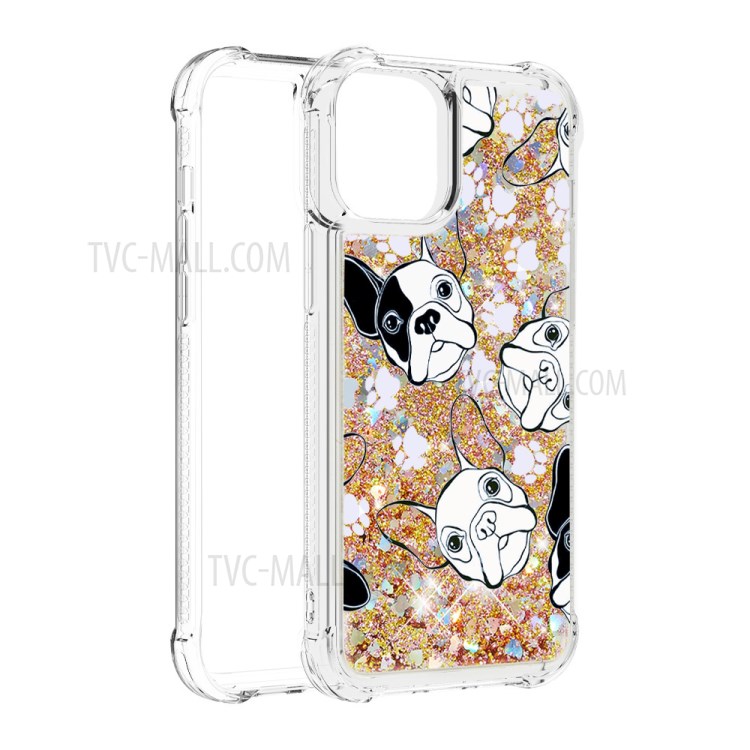 Liquid Glitter Powder Patterned Quicksand Shockproof TPU Back Case for iPhone 12 Pro Max 6.7-inch - Dog-3