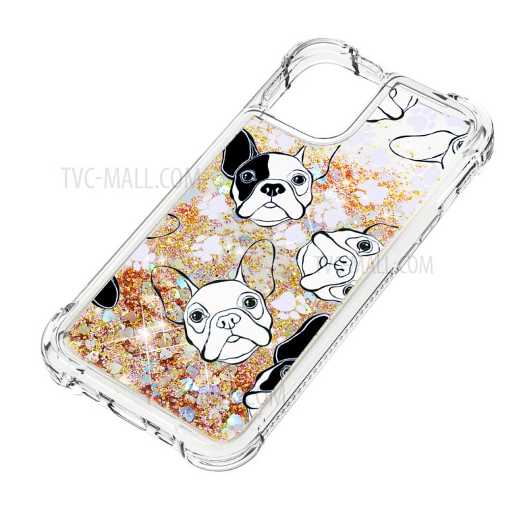 Liquid Glitter Powder Patterned Quicksand Shockproof TPU Back Case for iPhone 12 Pro Max 6.7-inch - Dog-6