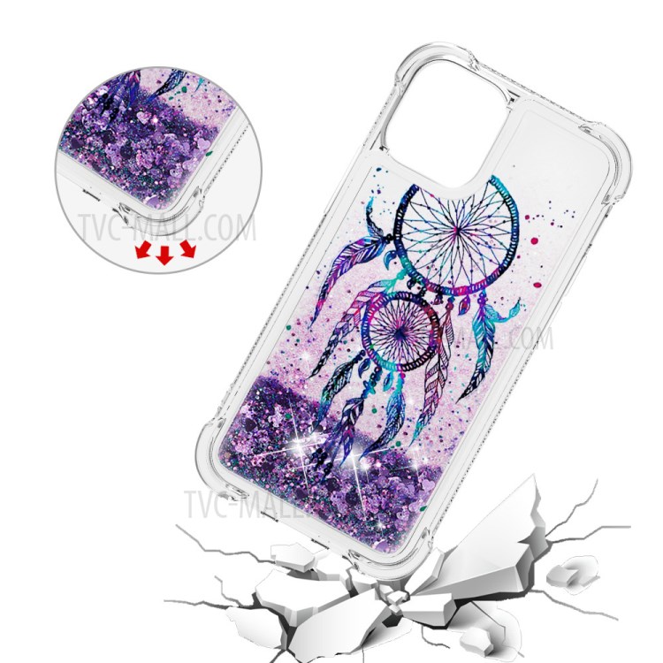 Liquid Glitter Powder Patterned Quicksand Shockproof TPU Back Case for iPhone 12 Pro Max 6.7-inch - Dream Catcher-5