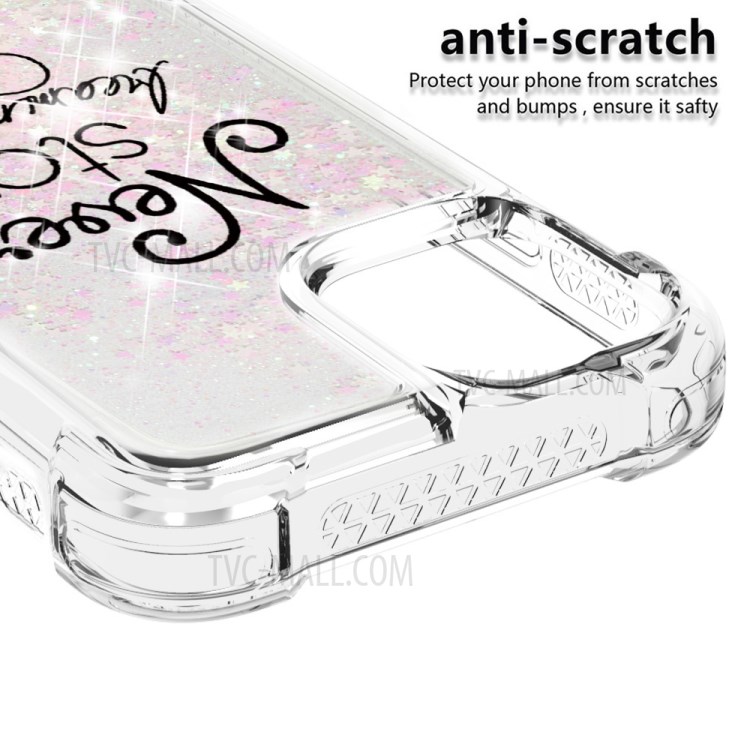 Liquid Glitter Powder Patterned Quicksand Shockproof TPU Back Case for iPhone 12 Pro Max 6.7-inch - Never Stop Dreaming-4