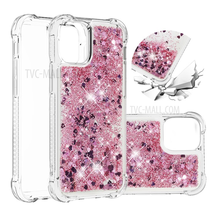 Soft TPU Quicksand Style Shell for iPhone 12 mini - Rose Gold-1