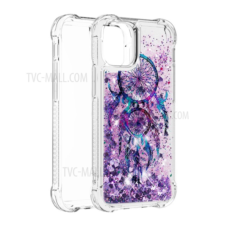 Liquid Glitter Powder Patterned Quicksand Shockproof TPU Back Case for iPhone 12 mini - Dream Catcher-3