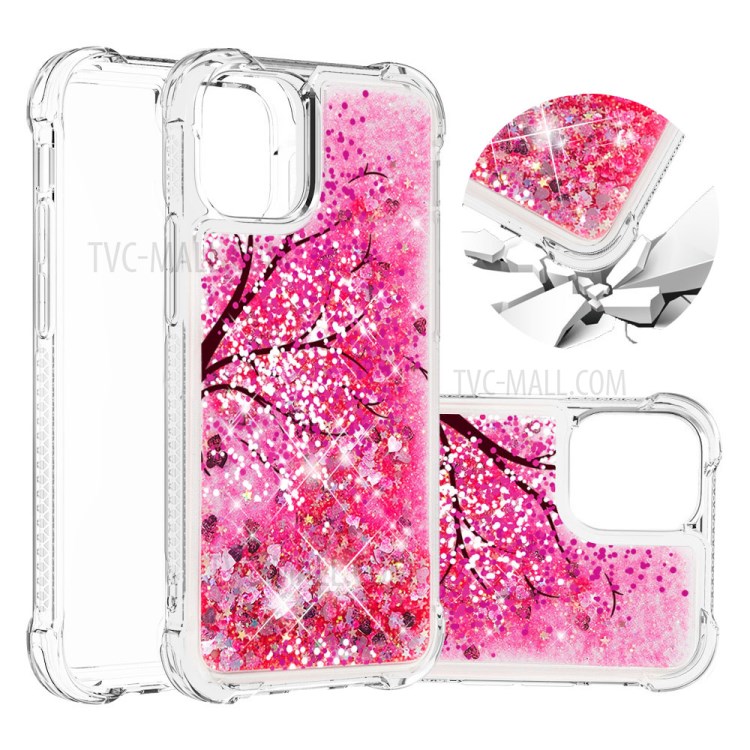 Liquid Glitter Powder Patterned Quicksand Shockproof TPU Back Case for iPhone 12 mini - Tree-1