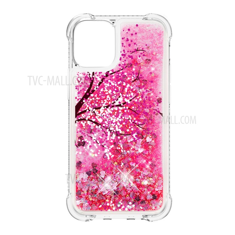 Liquid Glitter Powder Patterned Quicksand Shockproof TPU Back Case for iPhone 12 mini - Tree-2