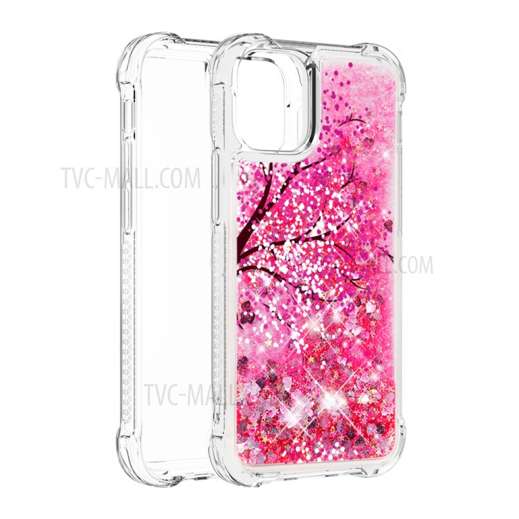 Liquid Glitter Powder Patterned Quicksand Shockproof TPU Back Case for iPhone 12 mini - Tree-3