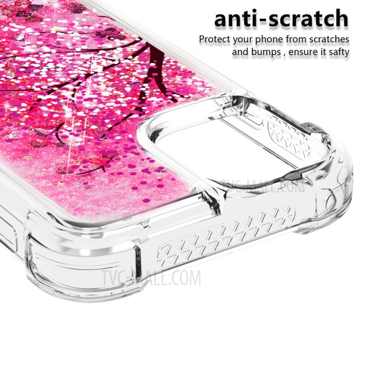 Liquid Glitter Powder Patterned Quicksand Shockproof TPU Back Case for iPhone 12 mini - Tree-4