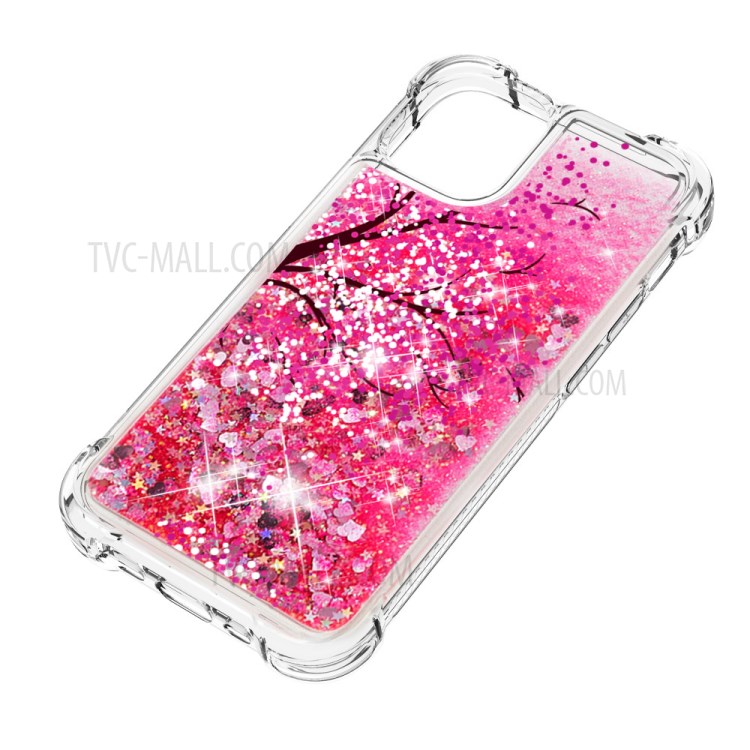 Liquid Glitter Powder Patterned Quicksand Shockproof TPU Back Case for iPhone 12 mini - Tree-6