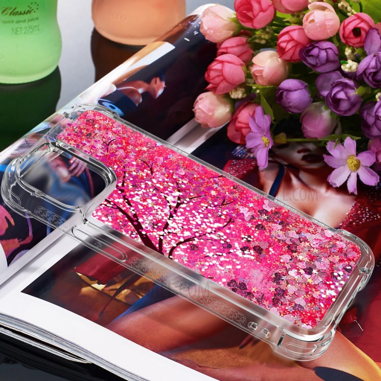 Liquid Glitter Powder Patterned Quicksand Shockproof TPU Back Case for iPhone 12 mini - Tree-7