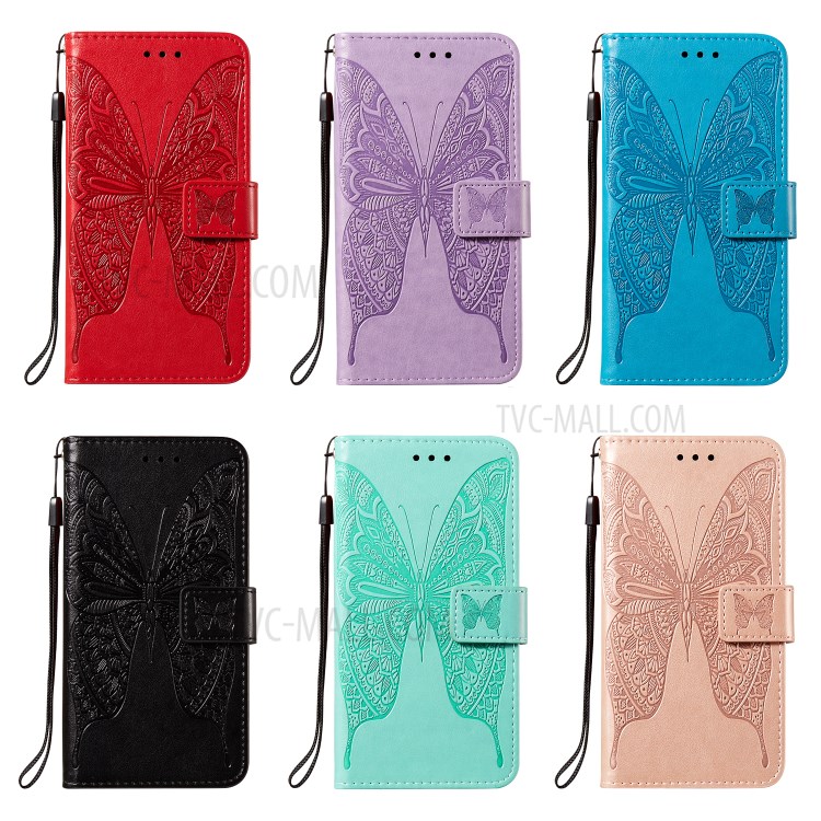 Imprint Butterfly Wallet Leather Cover Case for iPhone 12 5.4-inch - Black-8