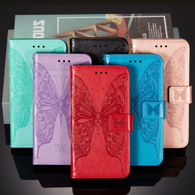 Imprint Butterfly Wallet Leather Cover Case for iPhone 12 5.4-inch - Black-9