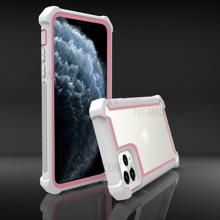 PC+TPU Anti-drop Cover for iPhone 12 Pro/12 - White/Pink-4