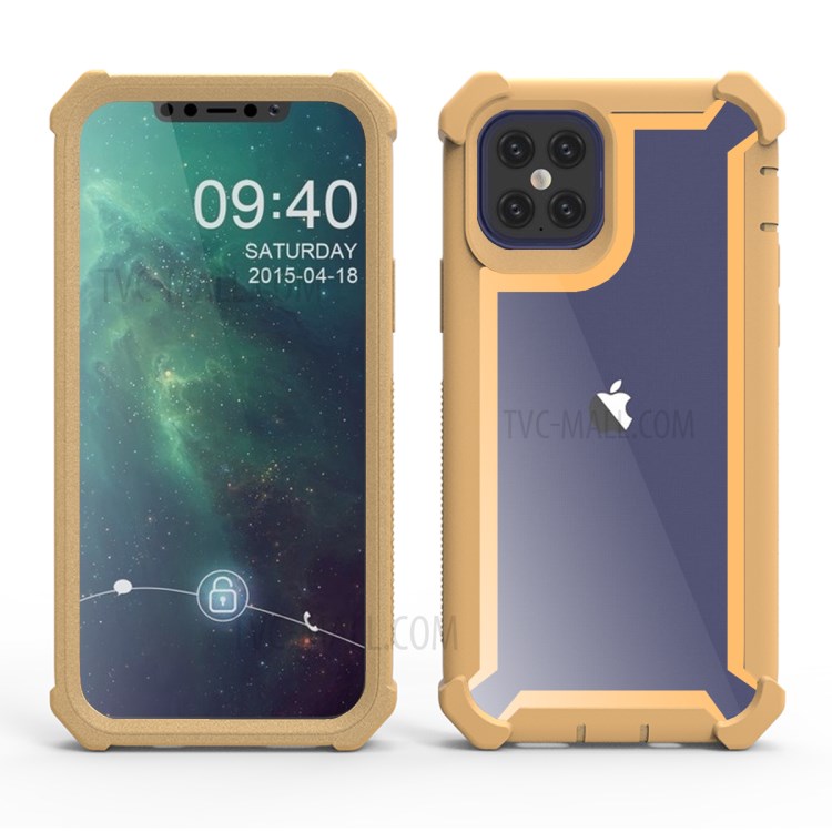 Anti-fall Shock-proof PC+TPU Cell Phone Cover for iPhone 12 Pro Max 6.7-inch - Gold-1