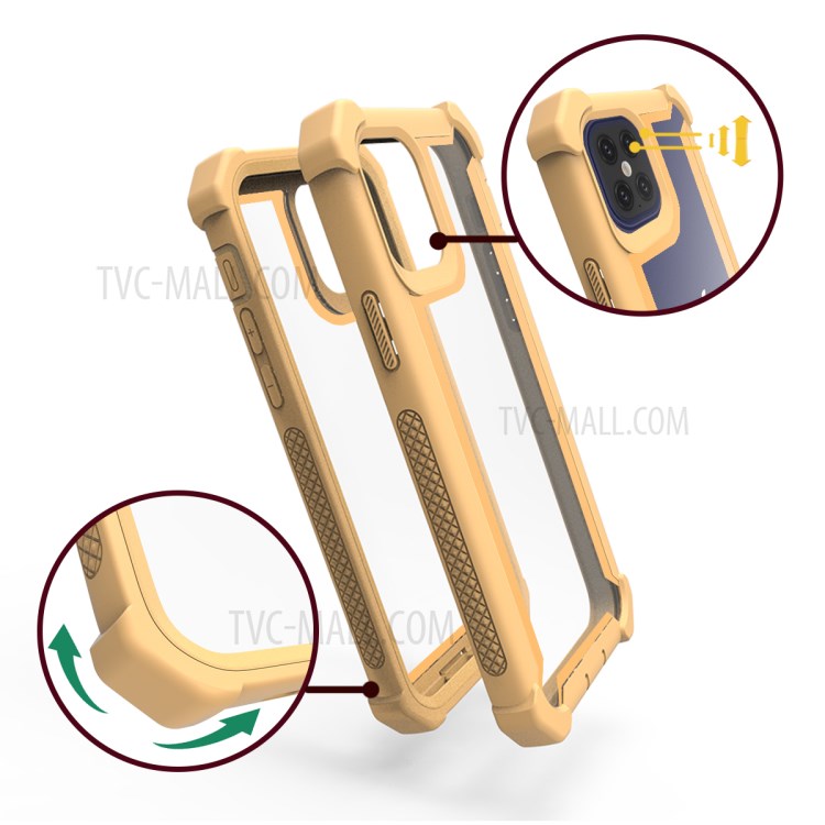 Anti-fall Shock-proof PC+TPU Cell Phone Cover for iPhone 12 Pro Max 6.7-inch - Gold-3