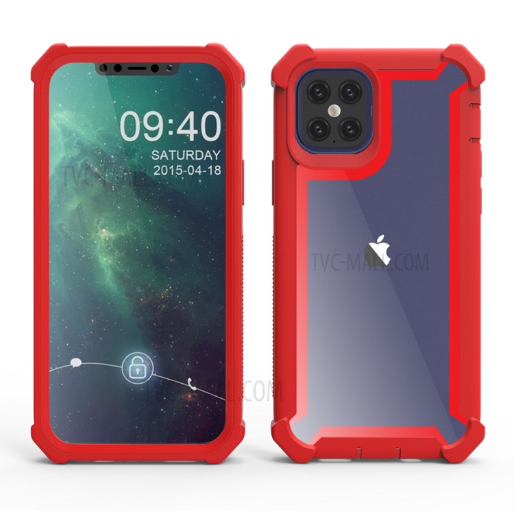 Anti-fall Shock-proof PC+TPU Cell Phone Cover for iPhone 12 Pro Max 6.7-inch - Red-1