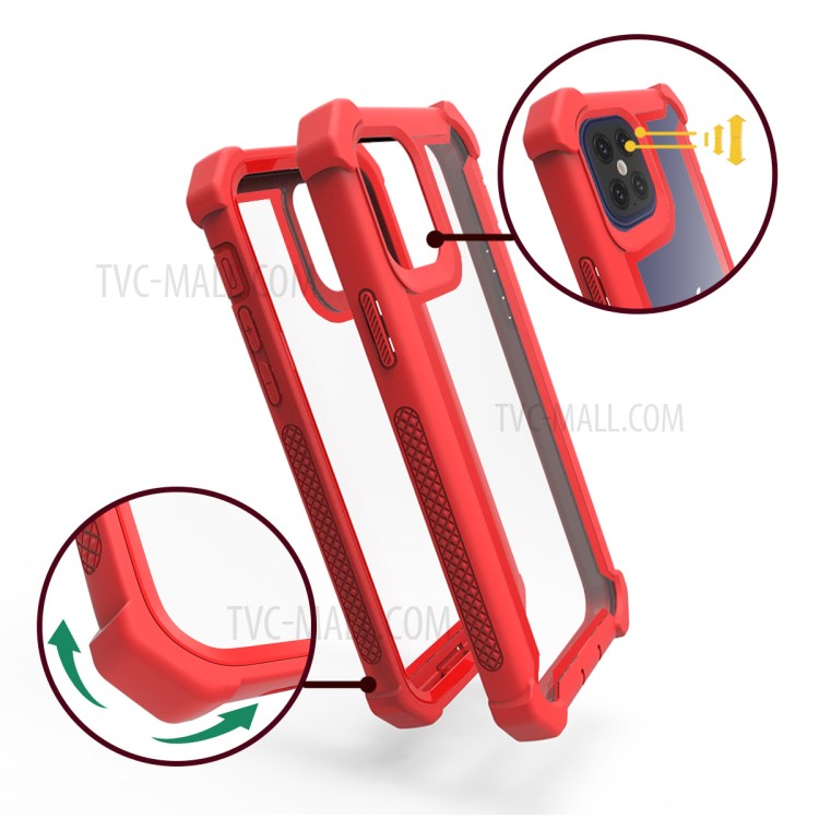 Anti-fall Shock-proof PC+TPU Cell Phone Cover for iPhone 12 Pro Max 6.7-inch - Red-3
