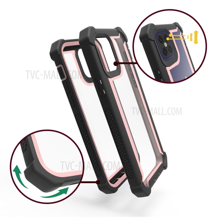 Anti-fall Shock-proof PC+TPU Cell Phone Cover for iPhone 12 Pro Max 6.7-inch - Black / Rose Gold-3