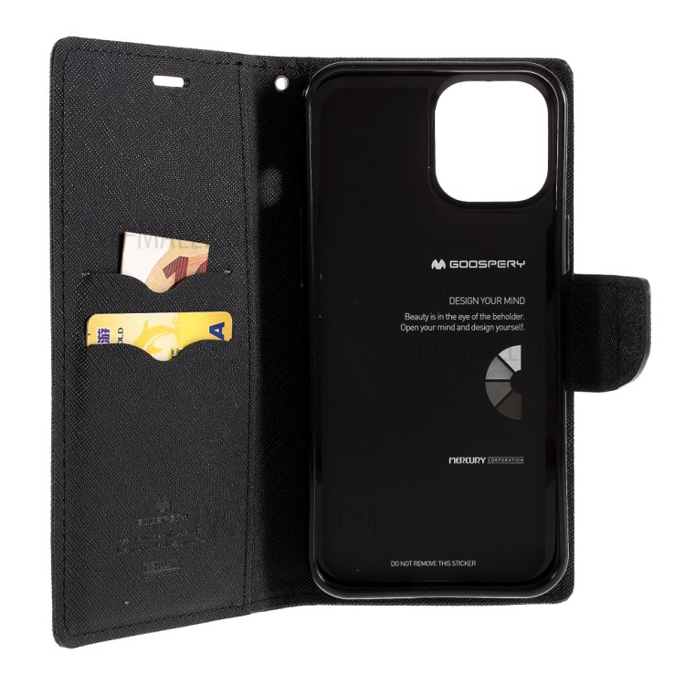 MERCURY GOOSPERY Leather Wallet Stand Case for iPhone 12 5.4-inch - Black-11