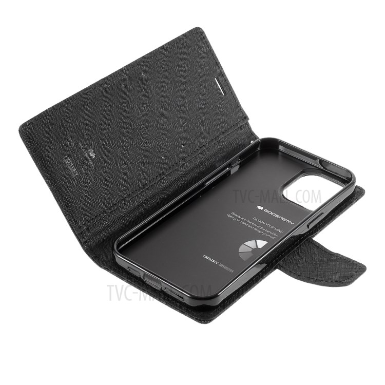 MERCURY GOOSPERY Leather Wallet Stand Case for iPhone 12 5.4-inch - Black-9