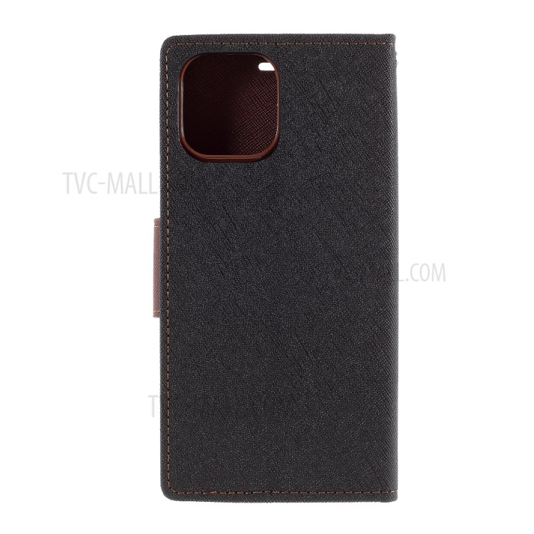 MERCURY GOOSPERY Leather Wallet Case for iPhone 12 Pro Max 6.7 inch - Black / Brown-3