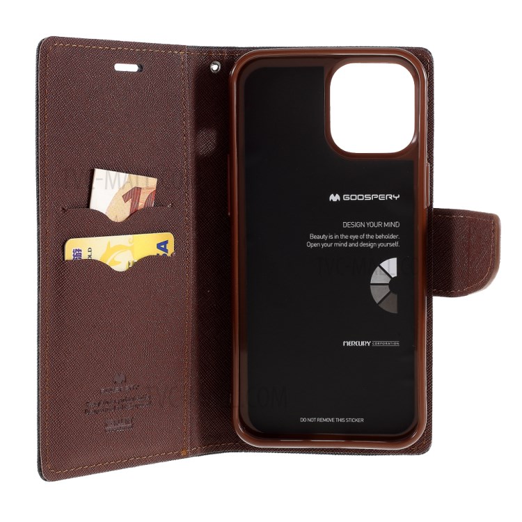 MERCURY GOOSPERY Leather Wallet Case for iPhone 12 Pro Max 6.7 inch - Black / Brown-6