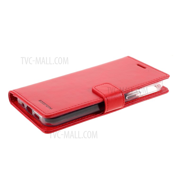 MERCURY GOOSPERY Blue Moon Leather Wallet Stand Case for iPhone 12 Pro Max 6.7-inch - Red-4
